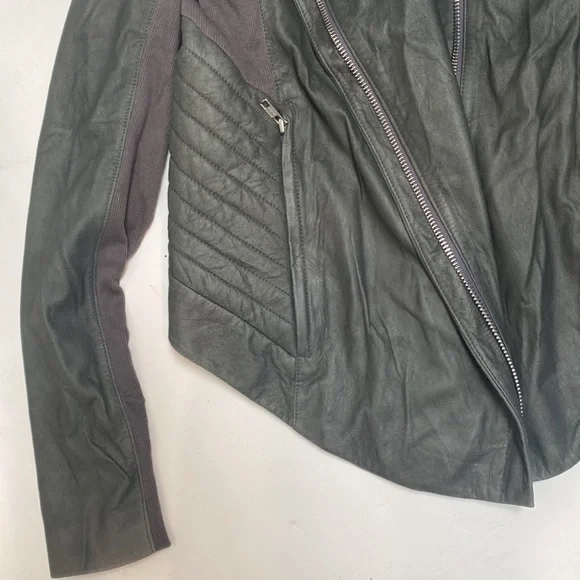 Helmut Lang New York Black Paper Leather Moto Jacket From Barney’s Large Coat